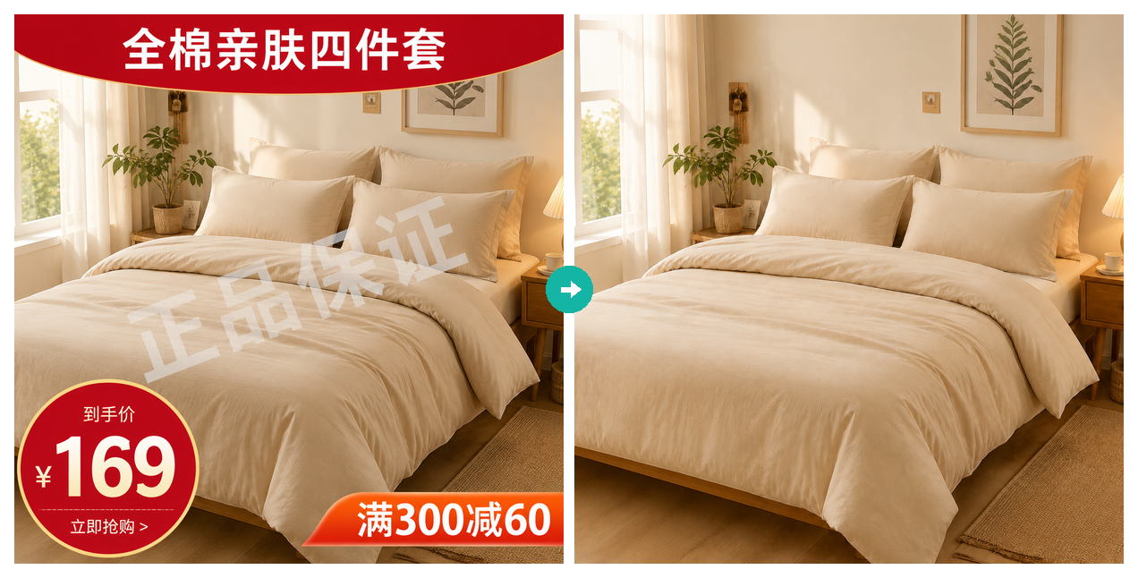 智能去水印效果示例图